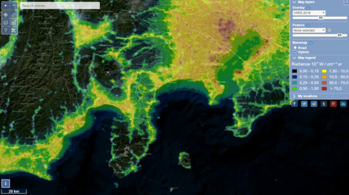 Light pollution map